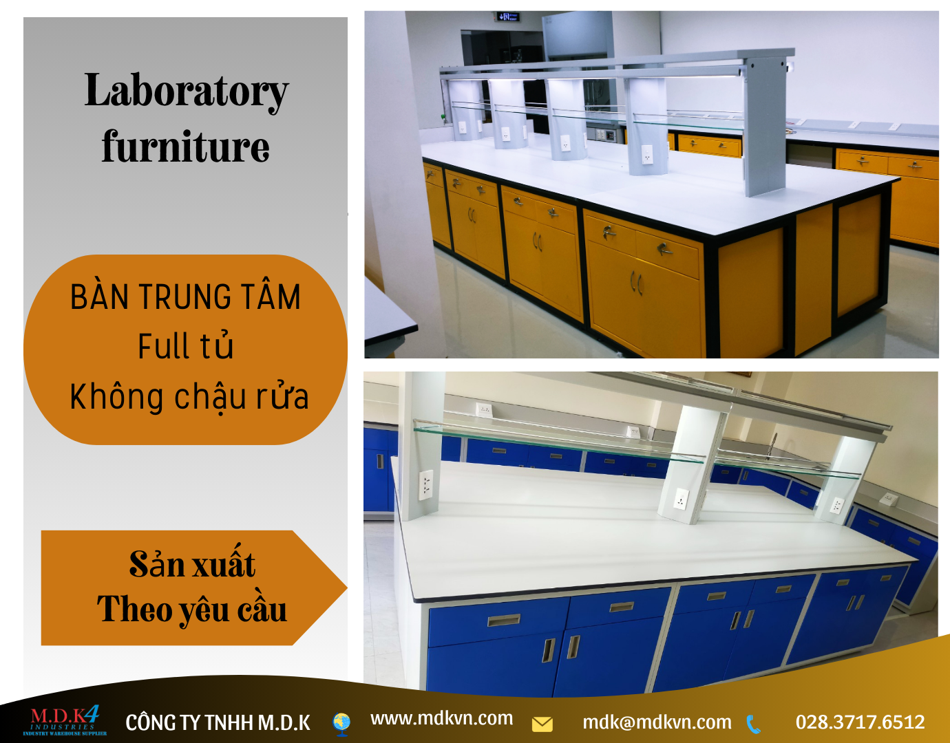 Bàn thí nghiệm trung tâm không Chậu rửa-BTTNF